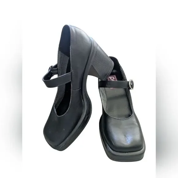 Pop Womens Sinclaire Mary Jane Platform Y2K Block Heel Square Toe Retro Shoes - Picture 2 of 5